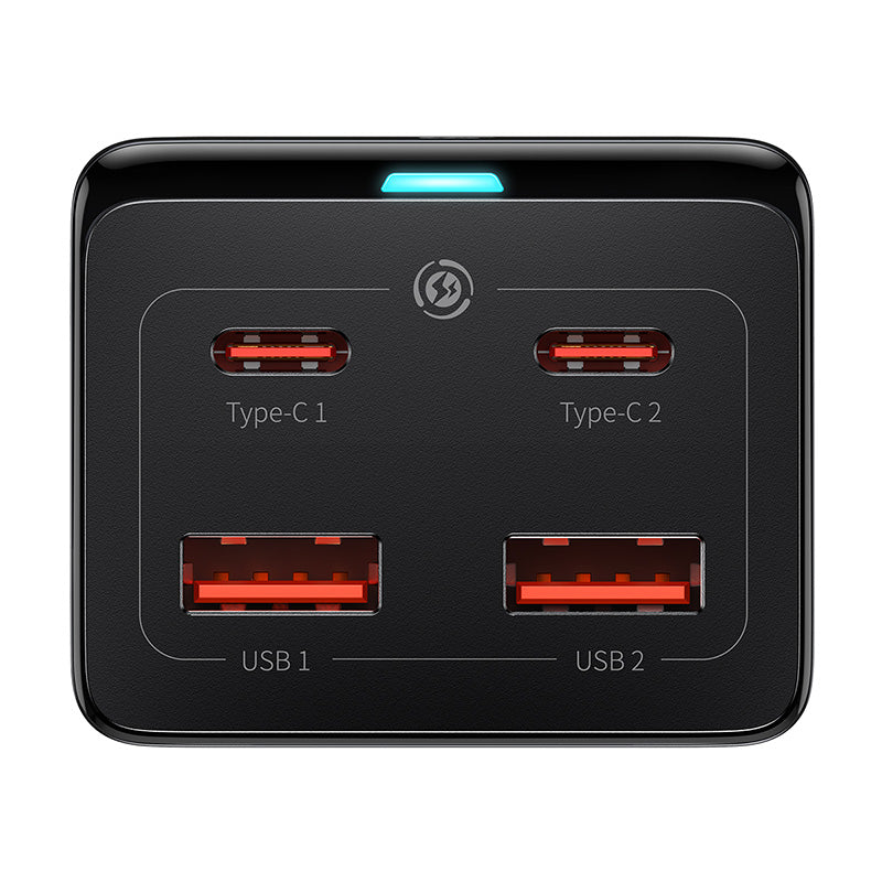 Baseus - Wall Charger/Powerstrip (PSZM000201) - Type-C Cable Included, 2 x AC, 2 x USB, 2 x Type-C, 100W - Black
