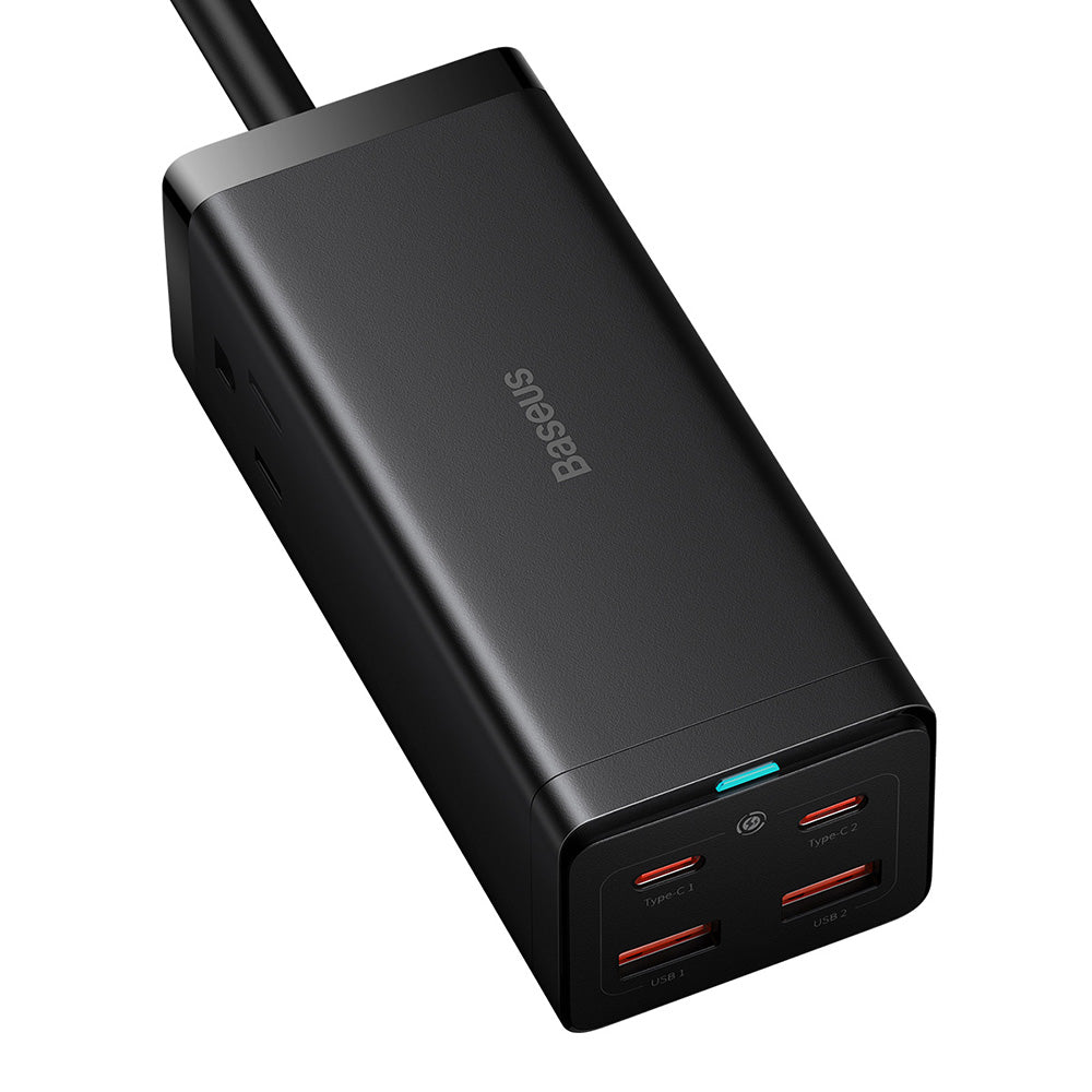 Baseus - Wall Charger/Powerstrip (PSZM000201) - Type-C Cable Included, 2 x AC, 2 x USB, 2 x Type-C, 100W - Black