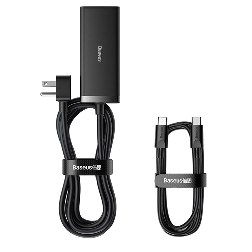 Baseus - Wall Charger/Powerstrip (PSZM000201) - Type-C Cable Included, 2 x AC, 2 x USB, 2 x Type-C, 100W - Black