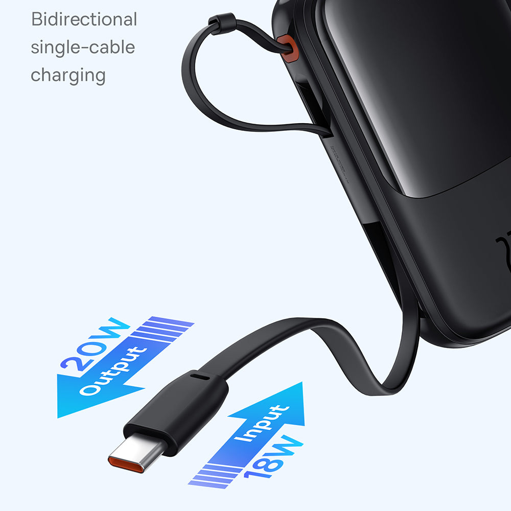 Baseus - Power Bank Qpow Pro+ (P10067101113-00) - Lightning, 2xType-C, USB, 22.5W, Fast Charge, 10000mAh, Cable USB-C - 