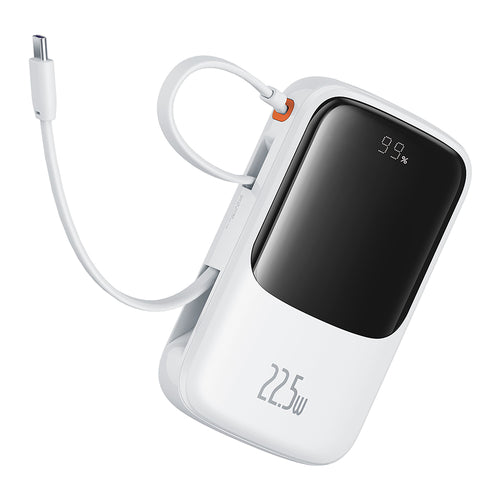 Baseus - Power Bank Qpow Pro+ (P10067101213-00) - Lightning, 2x Type-C, USB, 22.5W, 10000mAh, Cable Type-C - White
