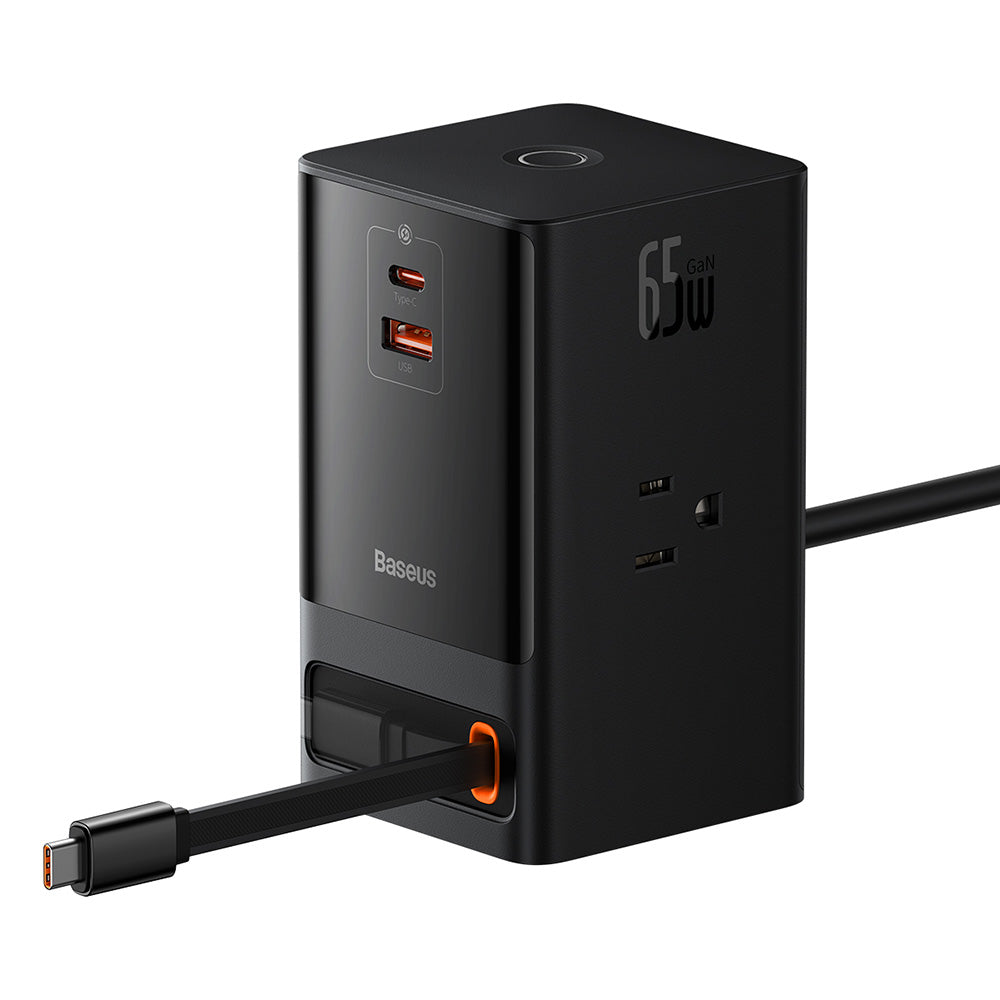 Baseus - Wall Charger PowerCombo Digital PowerStrip (PSLR000101) - 3xAC, USB, Type-C with Type-C Cable, 65W, US Plug - B