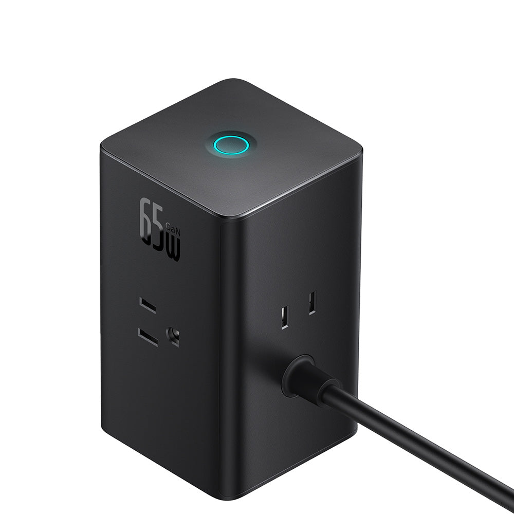 Baseus - Wall Charger PowerCombo Digital PowerStrip (PSLR000101) - 3xAC, USB, Type-C with Type-C Cable, 65W, US Plug - B