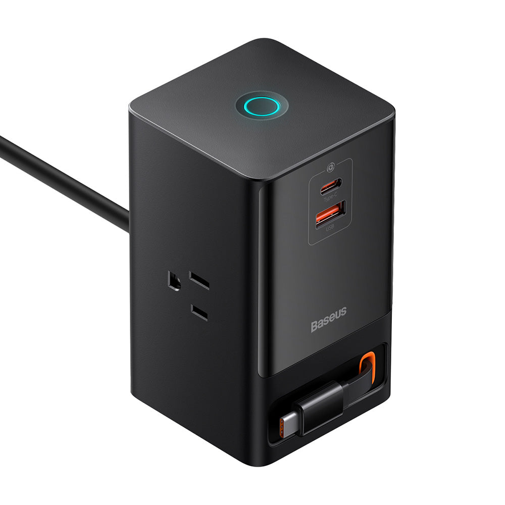 Baseus - Wall Charger PowerCombo Digital PowerStrip (PSLR000101) - 3xAC, USB, Type-C with Type-C Cable, 65W, US Plug - B