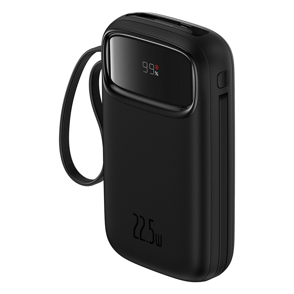 Baseus - Power Bank Qpow Pro+ (P10055003113-00) - Lightning, 2x Type-C, USB, 22.5W, 10000mAh, Cable Type-C, 30cm - Black