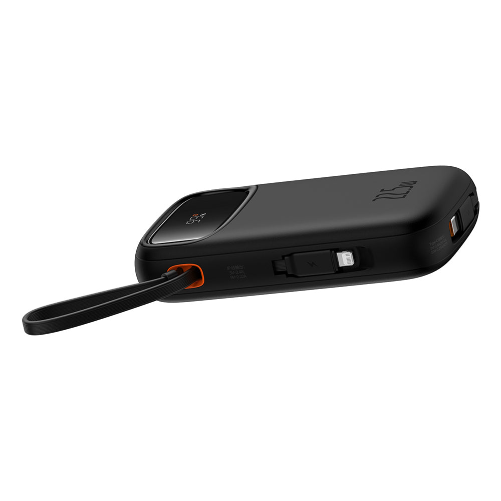 Baseus - Power Bank Qpow Pro+ (P10055003113-00) - Lightning, 2x Type-C, USB, 22.5W, 10000mAh, Cable Type-C, 30cm - Black