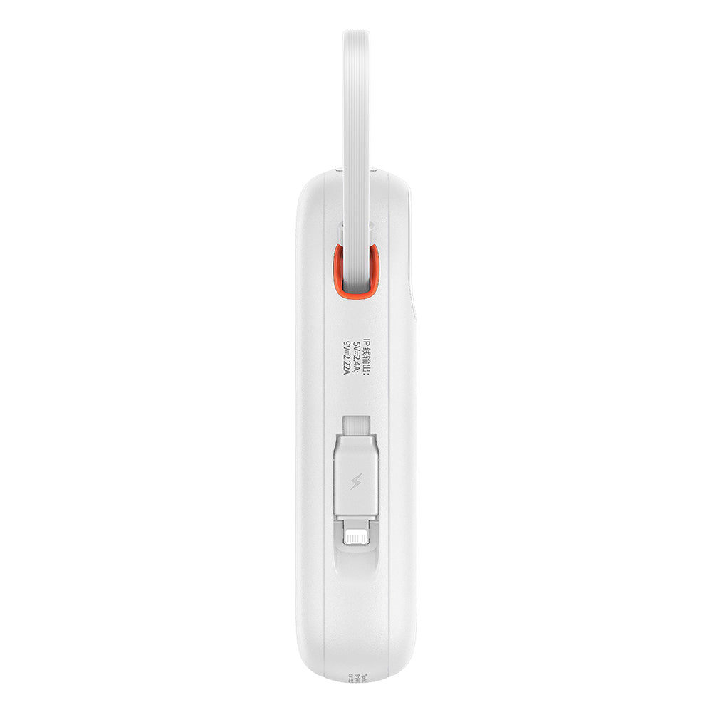 Baseus - Power Bank Qpow Pro+ (P10055003223-00) - Lightning, 2x Type-C, USB, 22.5W, 10000mAh, Cable Type-C, 30cm - White