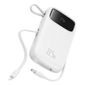 Baseus - Power Bank Qpow Pro+ (P10055003223-00) - Lightning, 2x Type-C, USB, 22.5W, 10000mAh, Cable Type-C, 30cm - White