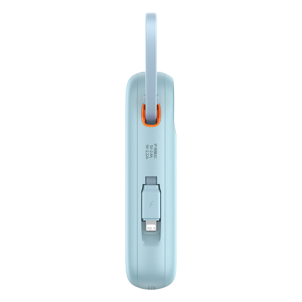 Baseus - Power Bank Qpow Pro+ (P10055003313-00) - Lightning, 2x Type-C, USB, 22.5W, 10000mAh, Cable Type-C, 30cm - Blue