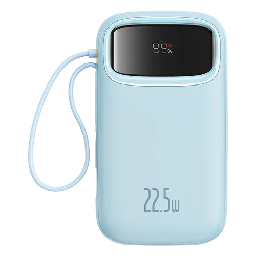 Baseus - Power Bank Qpow Pro+ (P10055002313-00) - Lightning, 2x Type-C, USB, 22.5W, 20000mAh, Cable Type-C, 30cm - Blue