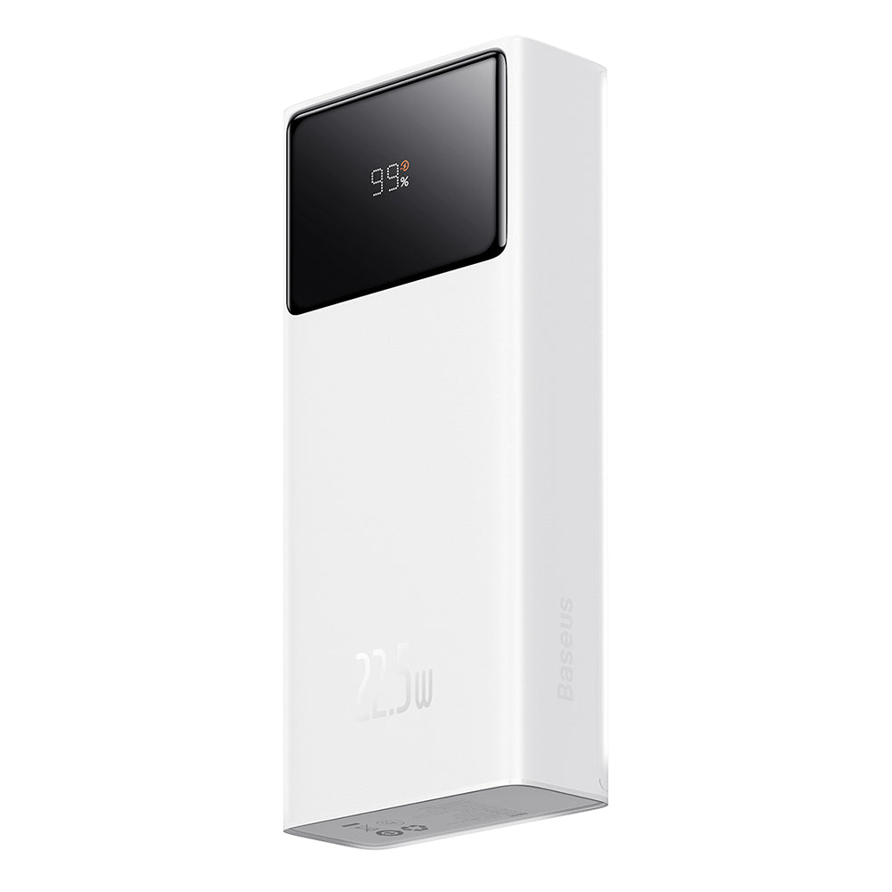 Baseus - Power Bank Star-Lord (PPXJ080002) - 2x USB, Type-C, Micro-USB, 22.5W, 20000mAh, Cable Type-C, 3A, 30cm - White