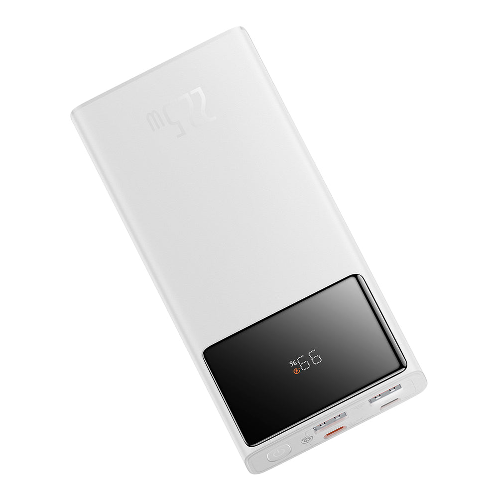 Baseus - Power Bank Star-Lord (PPXJ100002) - 2x USB, Type-C, Micro-USB, 22.5W, 10000mAh, Cable Type-C, 3A, 30cm - White