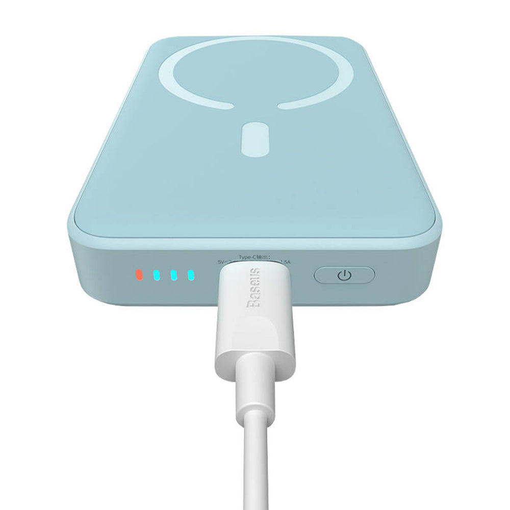 Baseus - Power Bank Magnetic Mini (PPCX110103) - USB-C, MagSafe, 10000mAh, 20W, with Cable Type-C, 3A, 30cm - Bleu