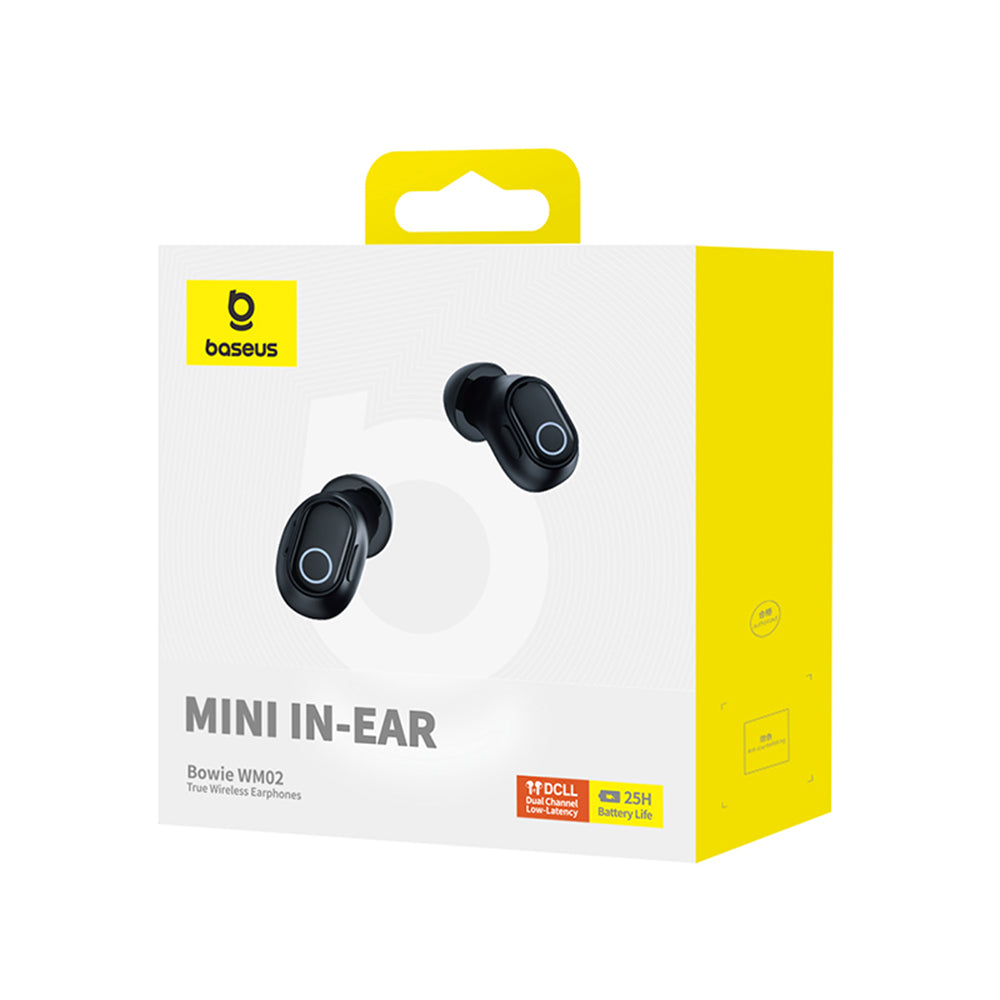 Baseus - Wireless Earbuds Bowie WM02 (NGTW370201) - Bluetooth 5.3, TWS, In-Ear, with Microphone - Black