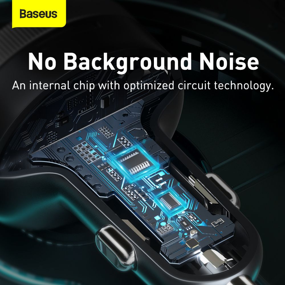 Baseus - FM Modulator and Car Charger Enjoy (CCLH-01) - USB-A, 3.4A with LED Display - Black