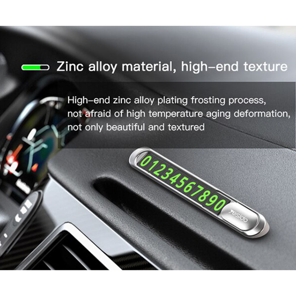 Yesido - Parking Number (C88) - for Dashboard, Number Hiding, Fluorescent Digits, Weather-Resistant, 3M Adhesive - Black