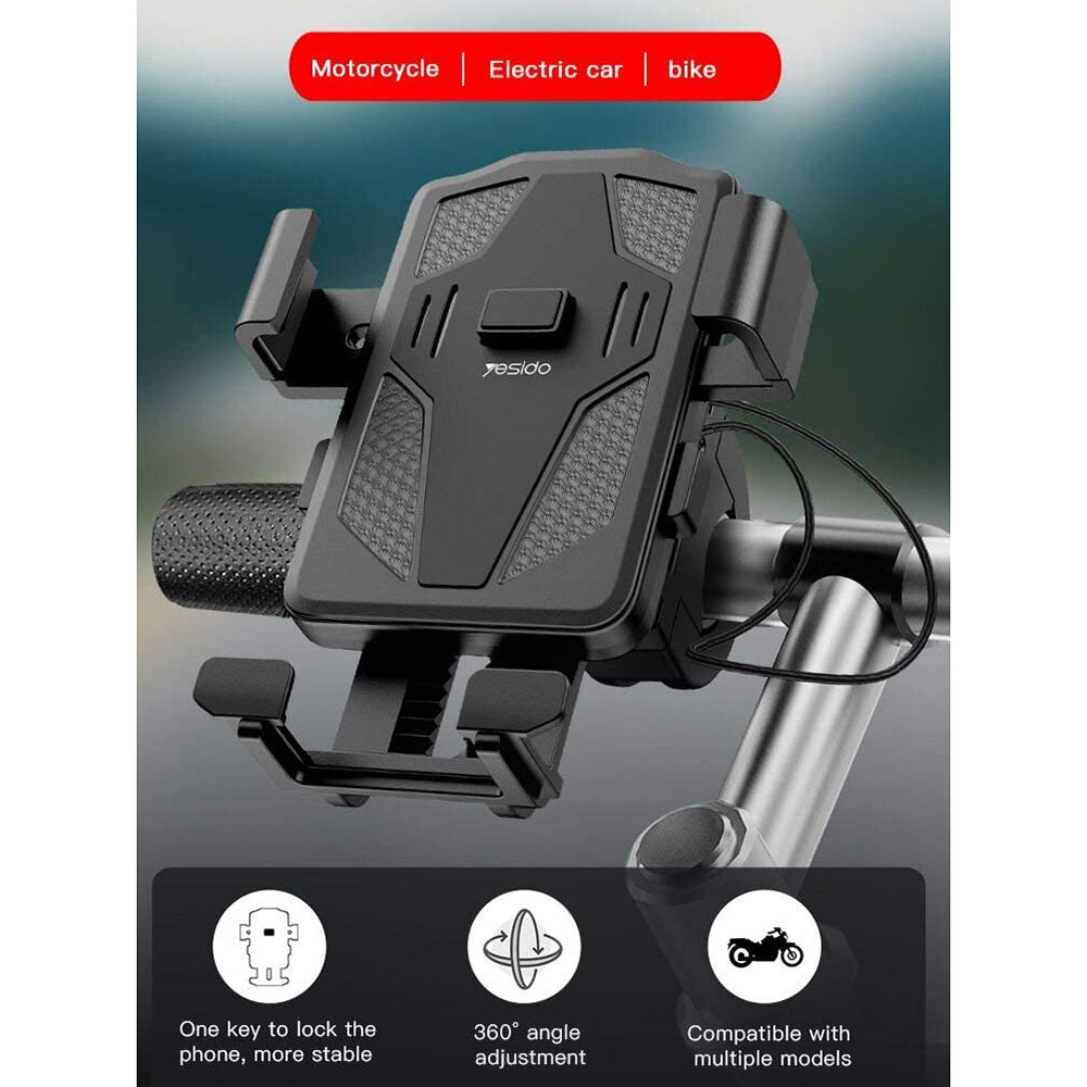 Yesido - Bike Holder (C94) - Automatic Grip, Front Straps - Black