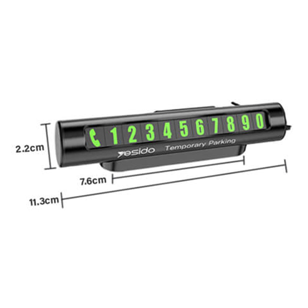 Yesido - Parking Number (C68) - for Dashboard, Fluorescent Digits, Number Hiding, Weather-Resistant, Aluminum Alloy - Bl