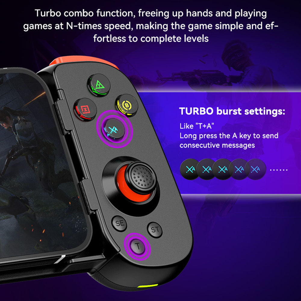 TechSuit Accesoriu gaming Techsuit Wireless Controller (D6 DP), for Phones, Bluetooth, 400mAh, Negru – imagine 4