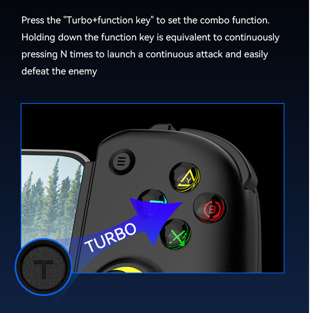 Techsuit - Wireless Controller (BSP-D8 Pro) - for Phones, Tablets (Android, iOS, PS4), Bluetooth, RGB Lights, 400mAh - W