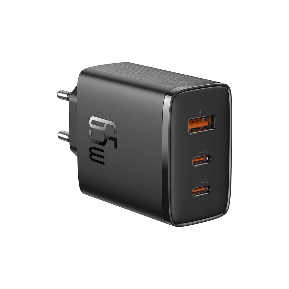 Incarcator Baseus (P10152301113-00), 2x Type-C + USB, 65W, Negru