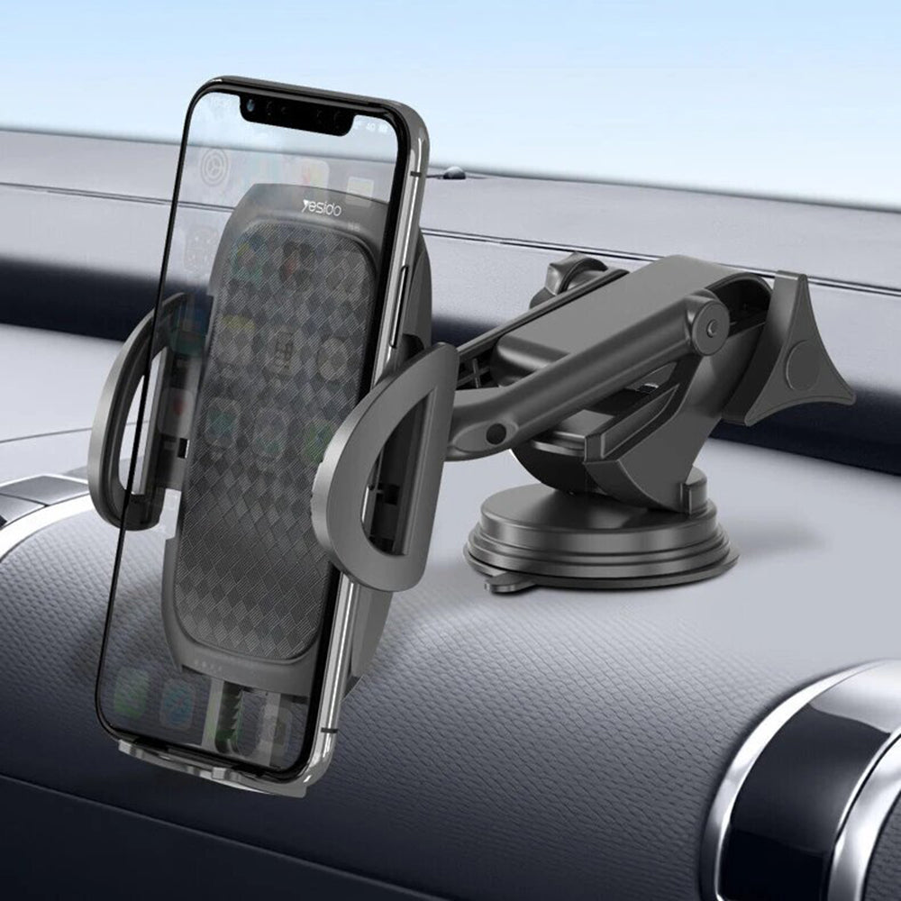 Yesido - Car Holder (C111) - Extendable Arm, 360° Rotation Angle, for Dashboard, Windshield - Black