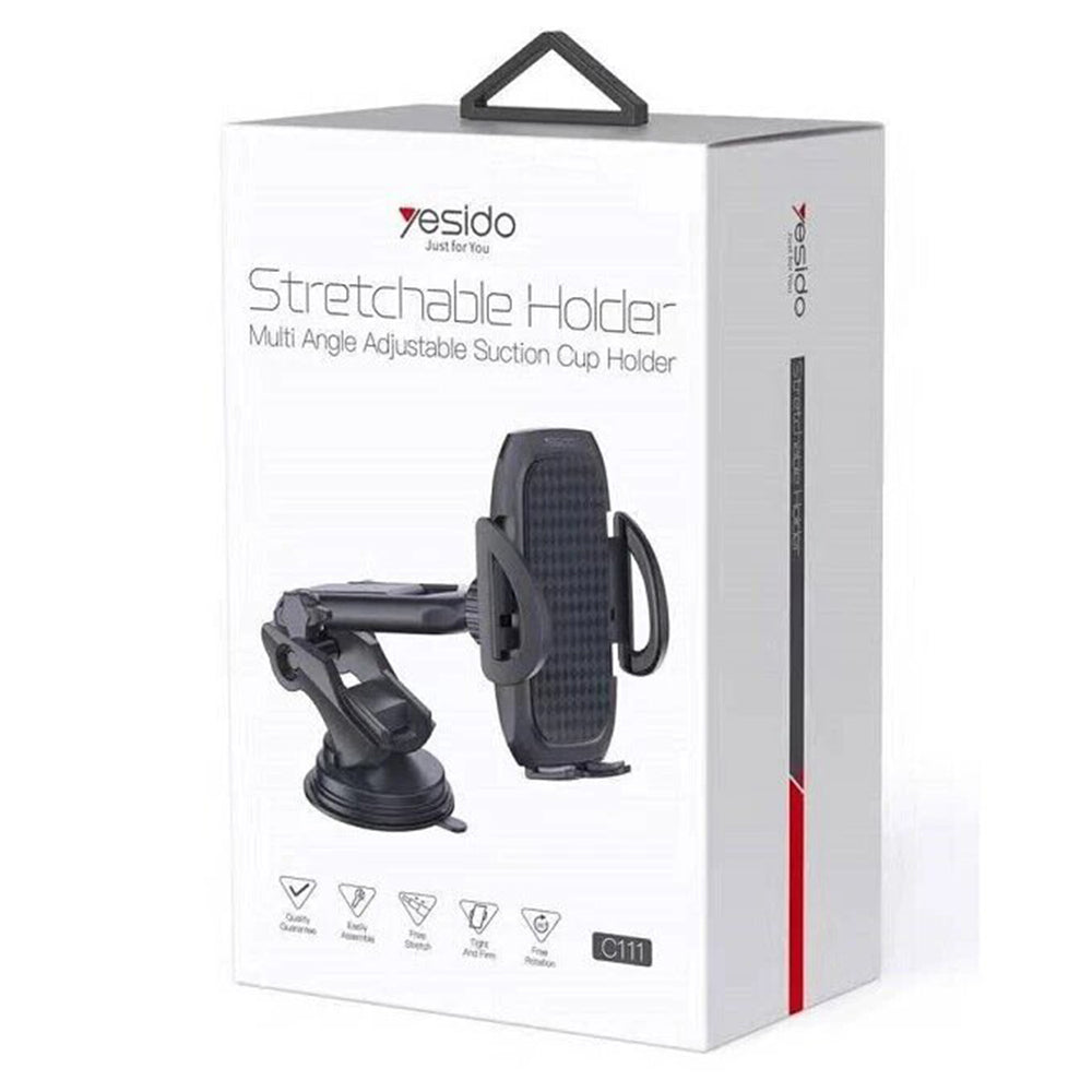 Yesido - Car Holder (C111) - Extendable Arm, 360° Rotation Angle, for Dashboard, Windshield - Black