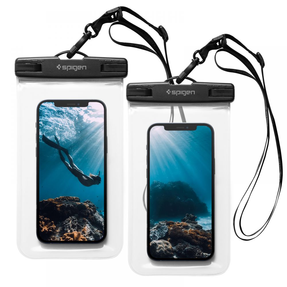 Spigen - (2 pack) Waterproof Case A601 (AMP03098) - IPX8, for Phone 3.5 - 7" - Clear