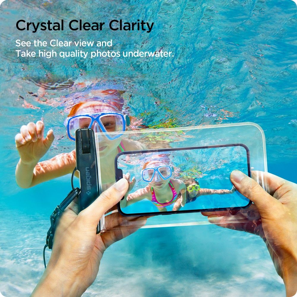 Spigen - (2 pack) Waterproof Case A601 (AMP03098) - IPX8, for Phone 3.5 - 7" - Clear