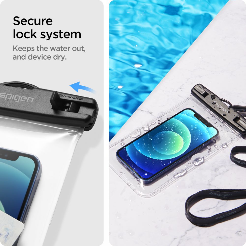Spigen - (2 pack) Waterproof Case A601 (AMP03098) - IPX8, for Phone 3.5 - 7" - Clear