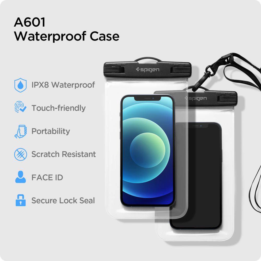 Spigen - (2 pack) Waterproof Case A601 (AMP03098) - IPX8, for Phone 3.5 - 7" - Clear