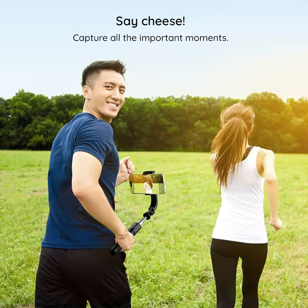 Techsuit - Selfie Stick Gimbal (C06) - Compact Tripod Mount with Bluetooth Remote Control, LED Fill Light, 360, 76cm - B