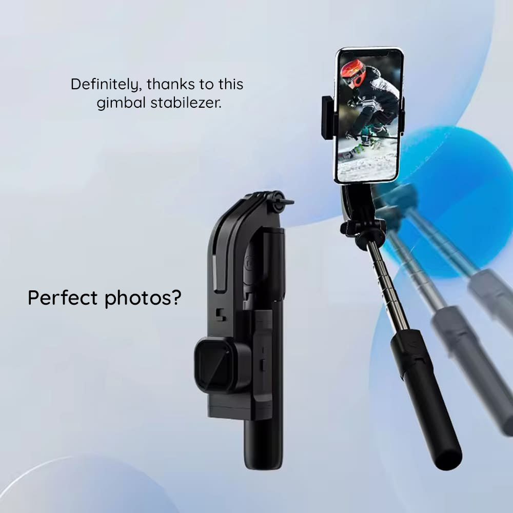 Techsuit - Selfie Stick Gimbal (C06) - Compact Tripod Mount with Bluetooth Remote Control, LED Fill Light, 360, 76cm - B