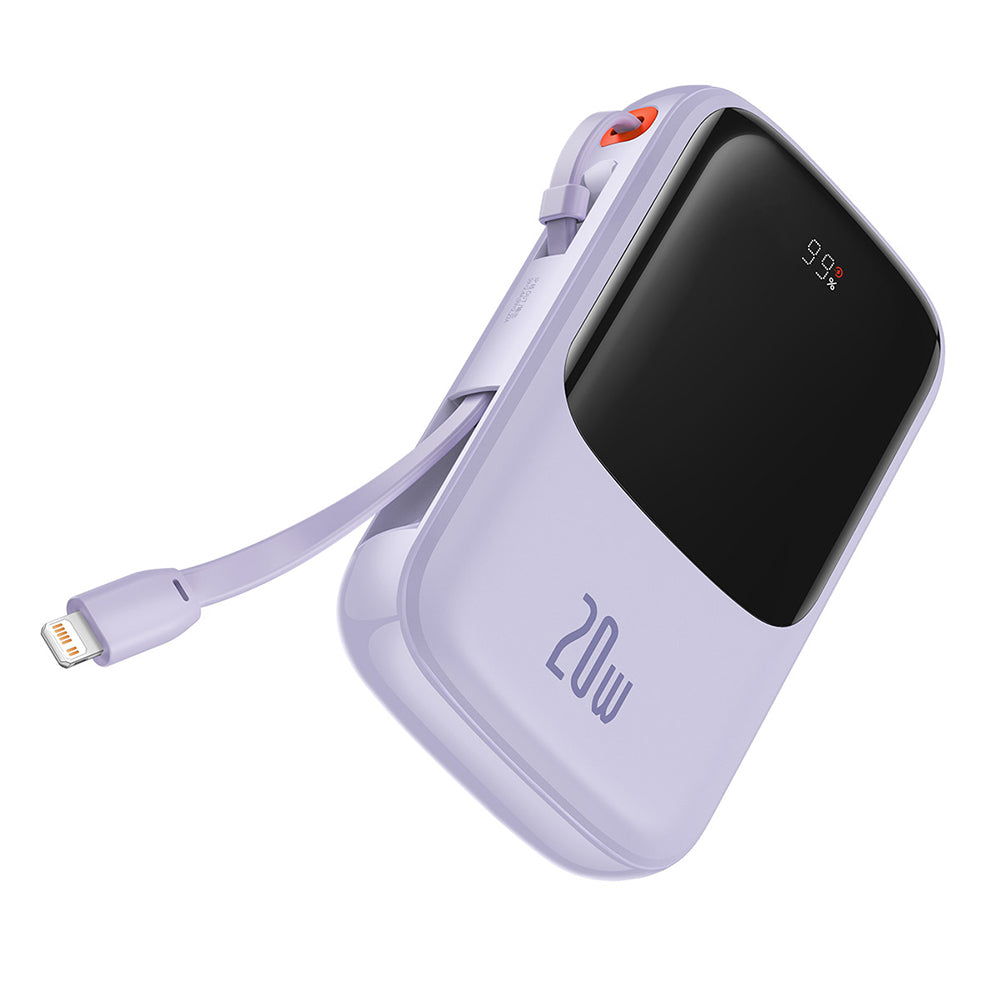Baseus - Power Bank Qpow Pro (PPQD030005) - Lightning, Type-C, USB, 20000mAh, 20W, with Cable USB-C, Lightning, 3A - Pur