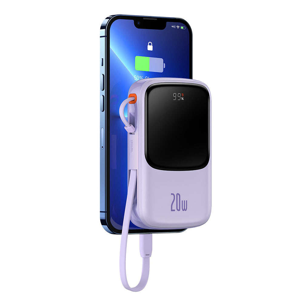 Baseus - Power Bank Qpow Pro (PPQD030005) - Lightning, Type-C, USB, 20000mAh, 20W, with Cable USB-C, Lightning, 3A - Pur