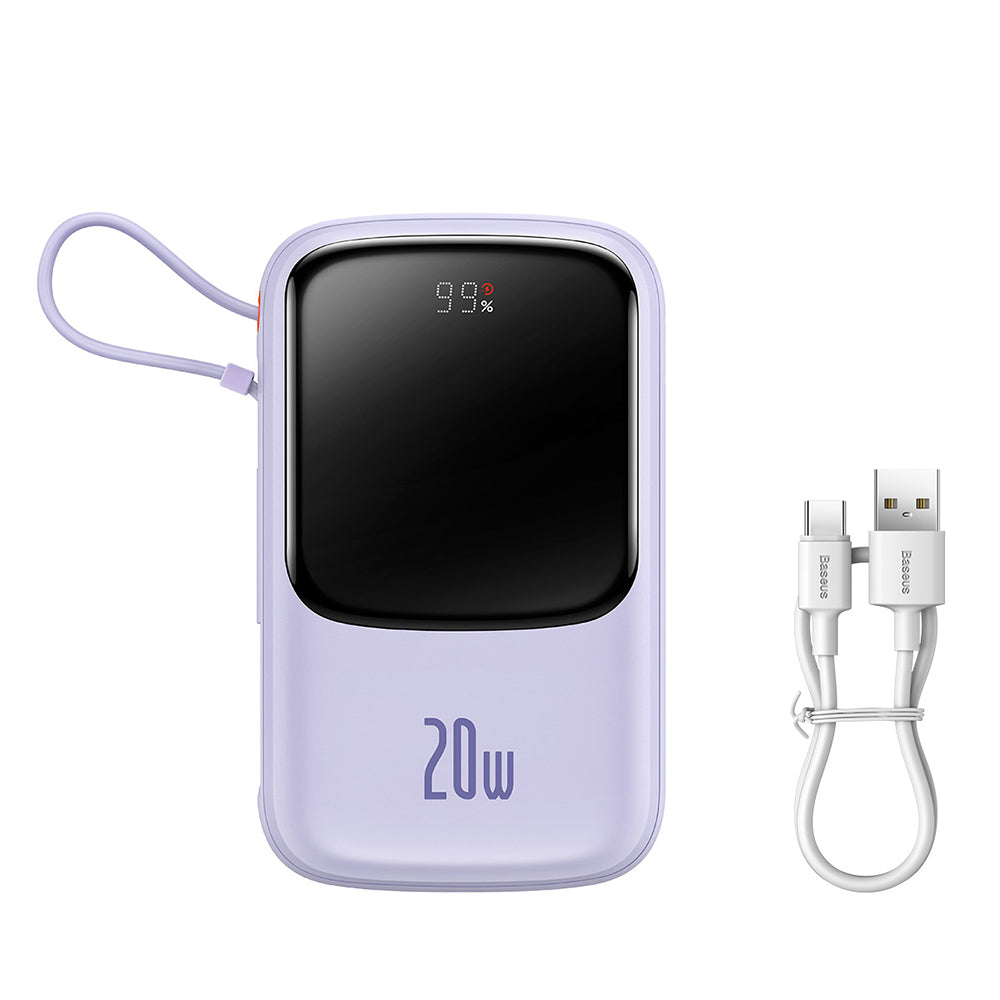 Baseus - Power Bank Qpow Pro (PPQD030005) - Lightning, Type-C, USB, 20000mAh, 20W, with Cable USB-C, Lightning, 3A - Pur