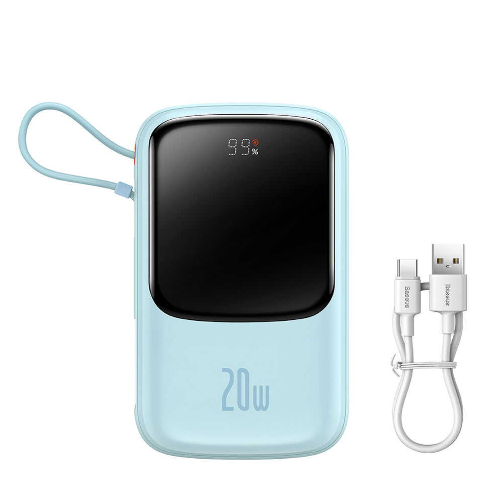 Baseus - Power Bank Qpow Pro (PPQD030003) - Lightning, Type-C, USB, 20000mAh, 20W, with Cable USB-C, Lightning, 3A - Blu