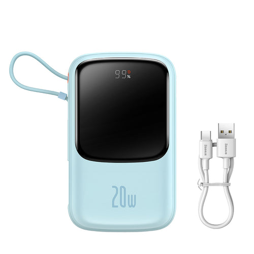 Baseus - Power Bank Qpow Pro (PPQD030003) - Lightning, Type-C, USB, 20000mAh, 20W, with Cable USB-C, Lightning, 3A - Blu