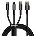 Baseus - Data Cable Tugsten Gold 3in1 (CAMLTWJ-01) - USB to Type-C, Lightning, Micro-USB 3.5A, 1.5m - Black