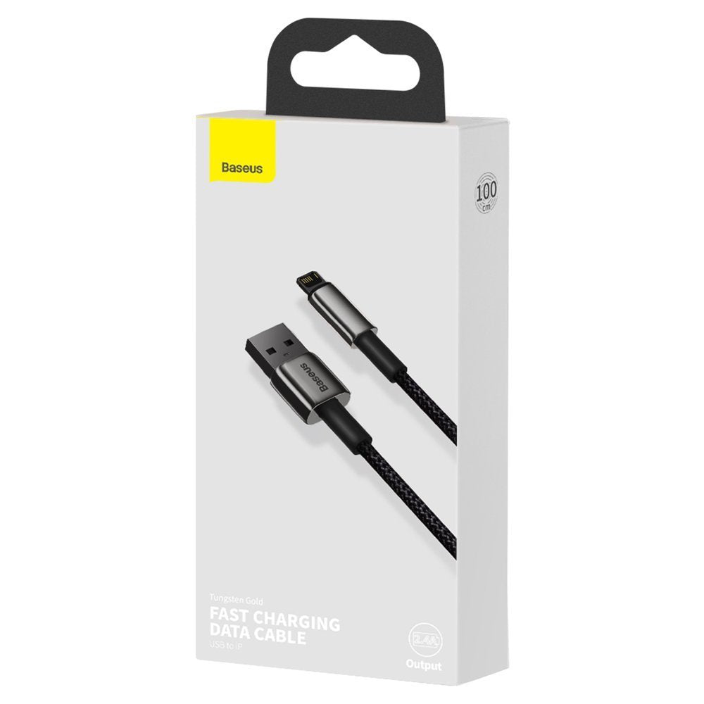 Baseus - Data Cable Tugsten Gold (CALWJ-01) - USB to Lightning, 2.4A, 1m - Black