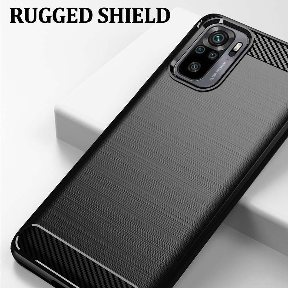 TechSuit Husa de protectie Techsuit Carbon Silicone compatibil cu Xiaomi Redmi Note 10 4G / Note 10S / Poco M5s, Negru –