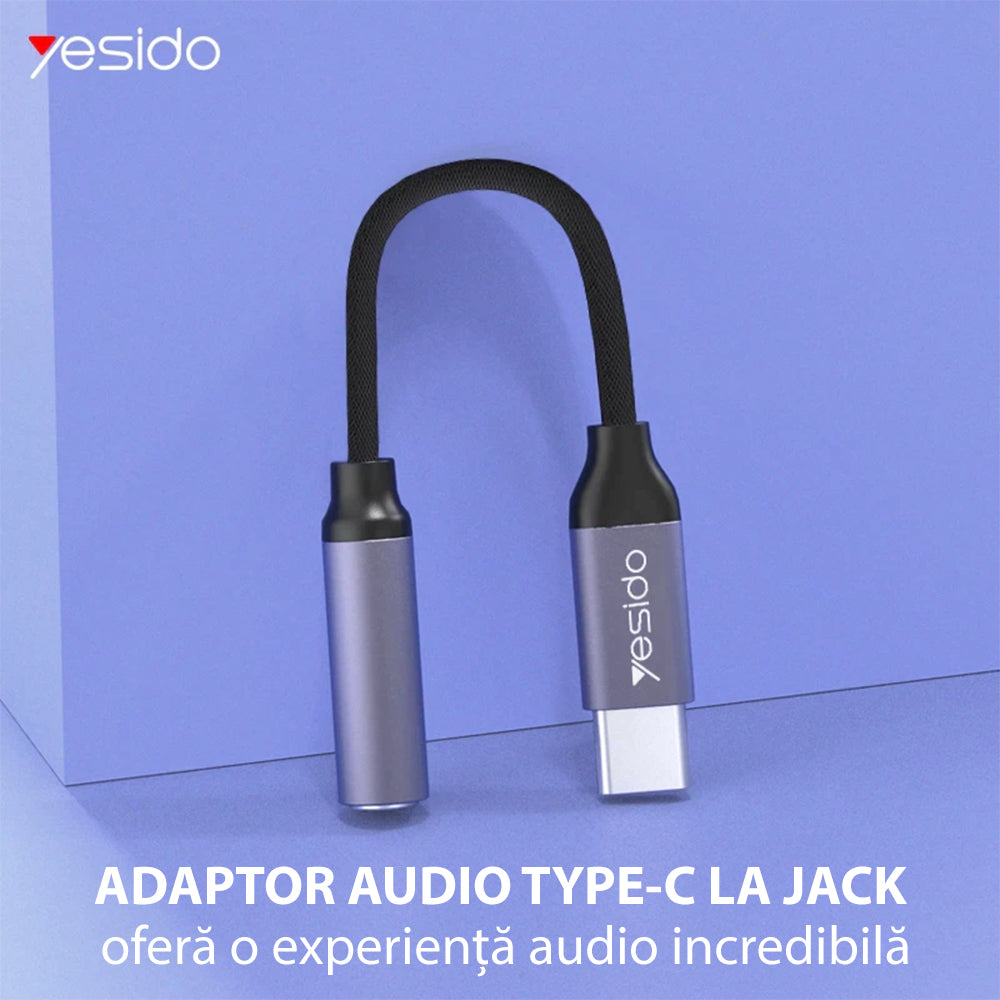 Yesido - Audio Cable Adapter (YAU19) - Type-C to Jack 3.5mm - Black