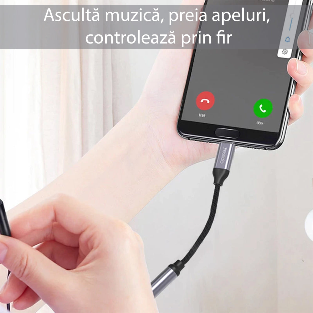 Yesido - Audio Cable Adapter (YAU19) - Type-C to Jack 3.5mm - Black