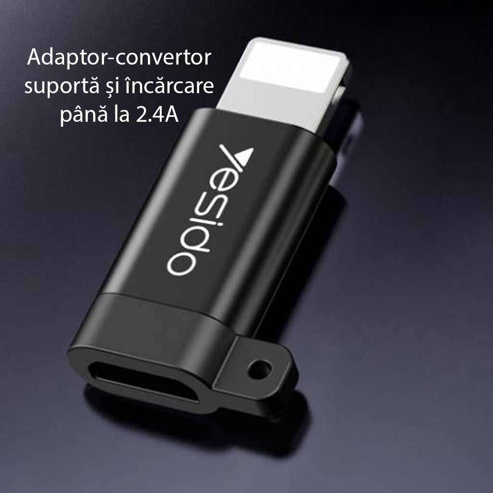 Yesido - OTG Adapter (GS05) - Lightning to Micro USB, Plug & Play, 480Mbps - Black