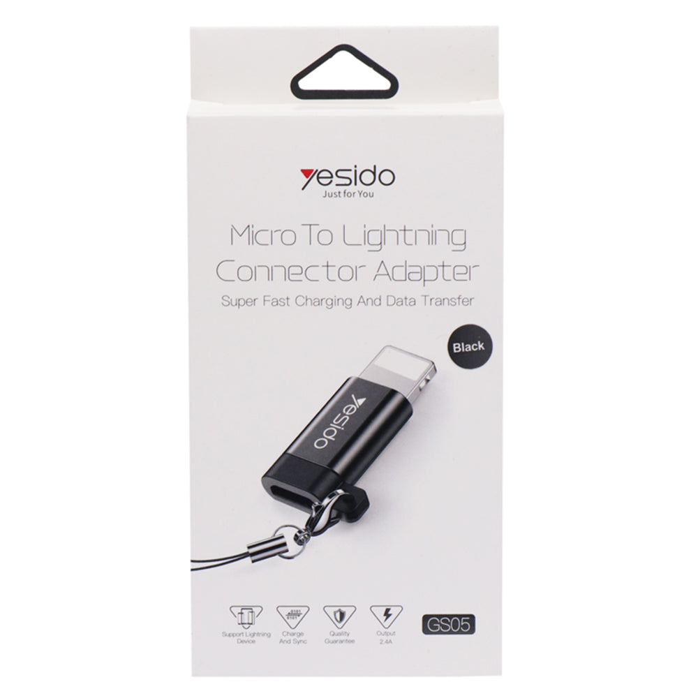 Yesido - OTG Adapter (GS05) - Lightning to Micro USB, Plug & Play, 480Mbps - Black