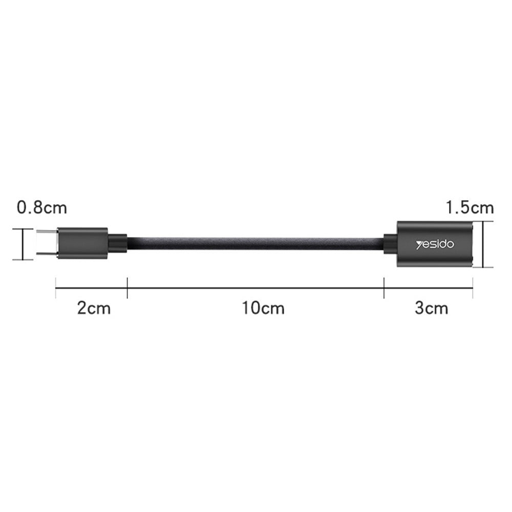 Yesido - OTG Cable Adapter (GS01) - Type-C to USB 2.0, Plug & Play - Black
