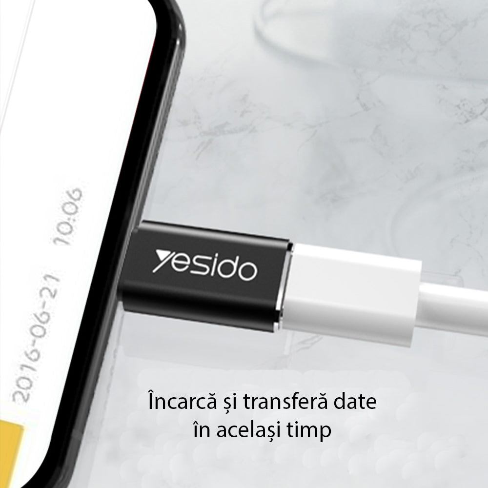 Yesido - OTG Adapter (GS03) - Lightning to Type-C, Plug & Play, 480Mbps - Black