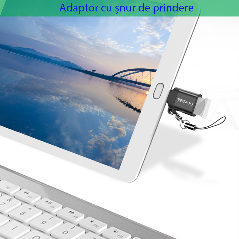 Yesido - OTG Adapter (GS06) - Type-C to USB 3.0, Plug & Play, 5Gbps - Black