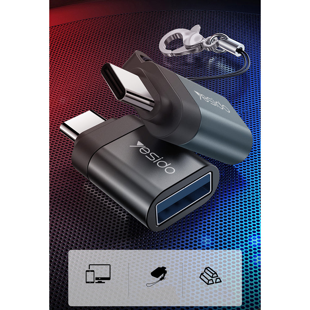 Yesido - OTG Adapter (GS06) - Type-C to USB 3.0, Plug & Play, 5Gbps - Black
