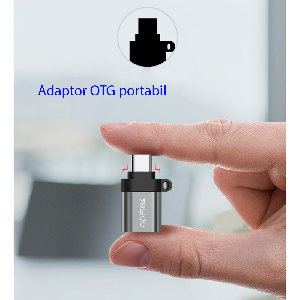 Yesido - OTG Adapter (GS06) - Type-C to USB 3.0, Plug & Play, 5Gbps - Black